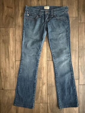 Vintage Low Rise Frankie B. Women’s Flare Jeans in Blue Denim